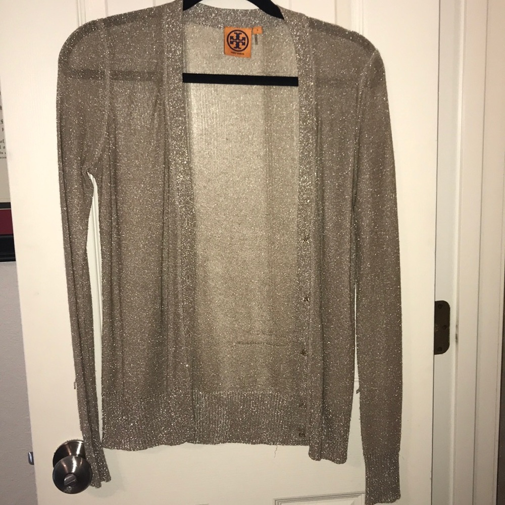 Gold sparkly Tory Burch cardigan small